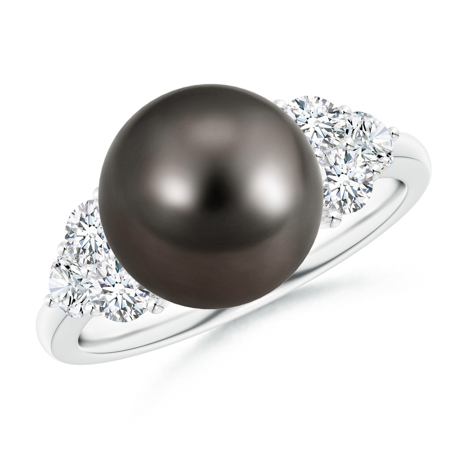 10mm AAA Tahitian Pearl Trio Diamond Ring in White Gold 