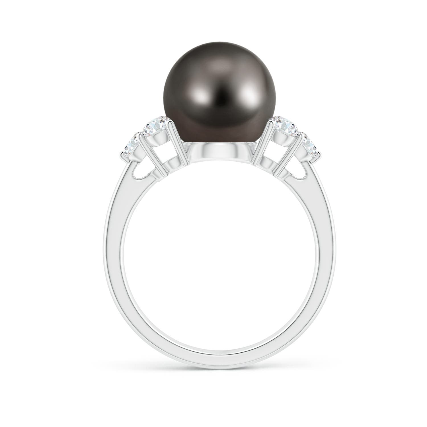 10mm AAA Tahitian Pearl Trio Diamond Ring in White Gold