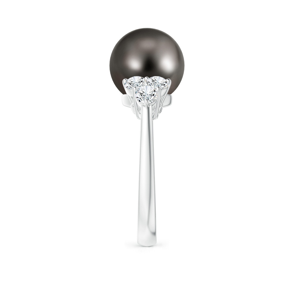 10mm AAA Tahitian Pearl Trio Diamond Ring in White Gold side 2
