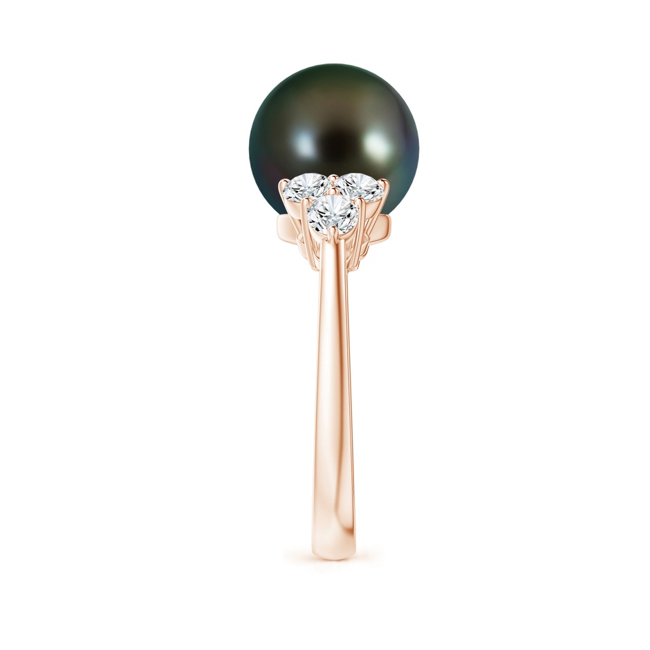 10mm AAAA Tahitian Pearl Trio Diamond Ring in Rose Gold side 2