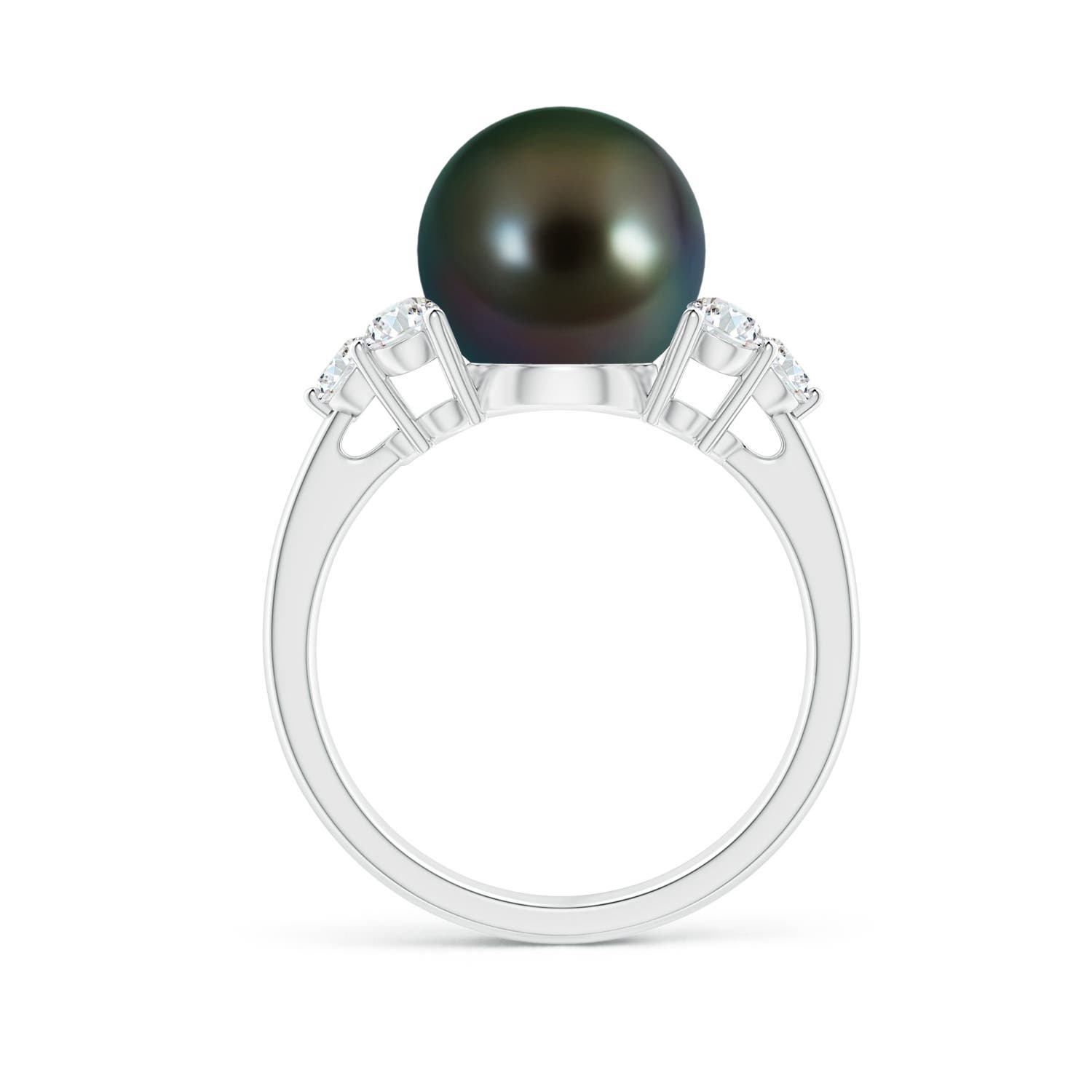 10mm AAAA Tahitian Pearl Trio Diamond Ring in White Gold