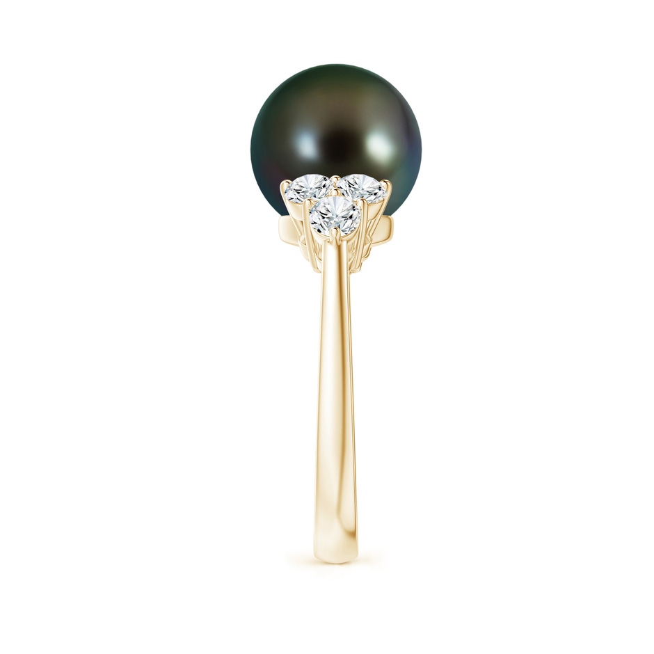 10mm AAAA Tahitian Pearl Trio Diamond Ring in Yellow Gold side 2
