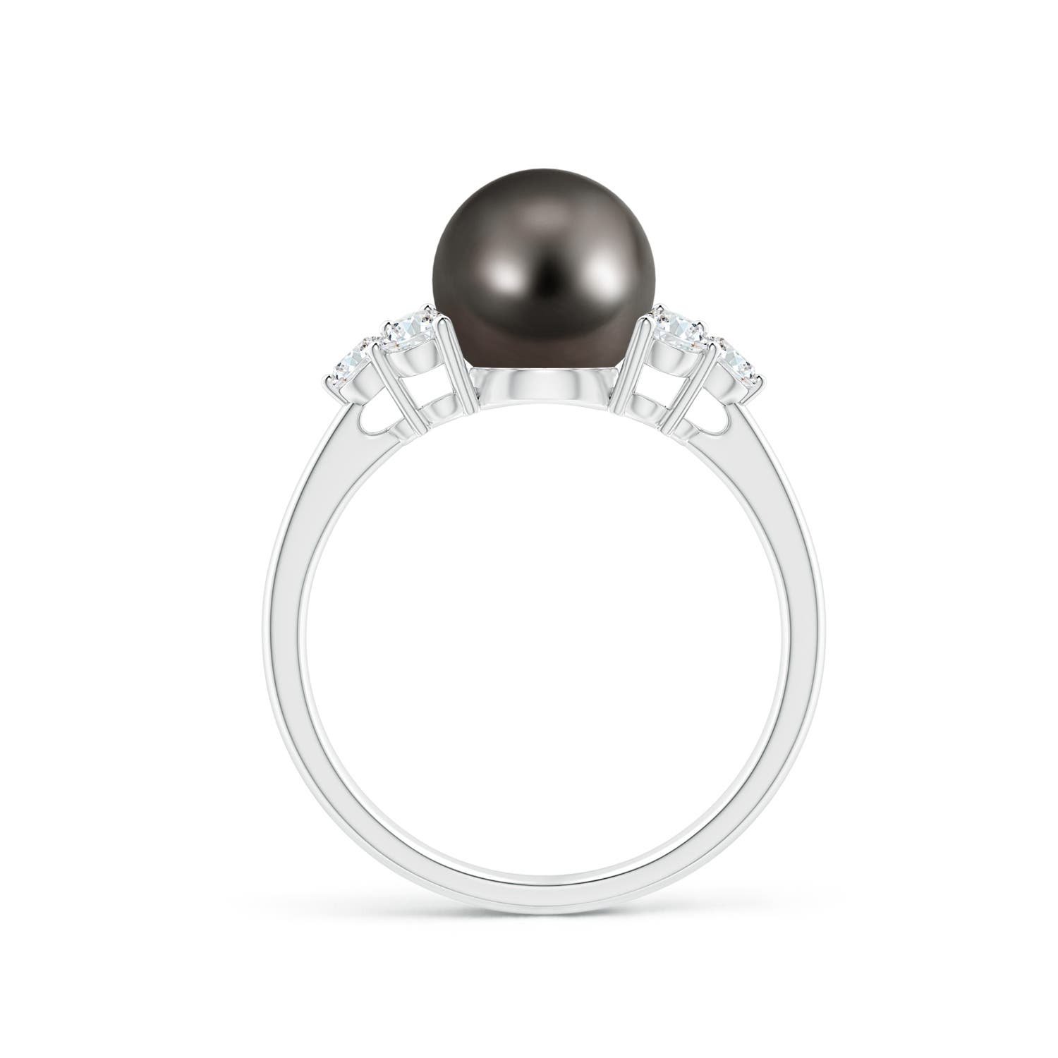 8mm AAA Tahitian Pearl Trio Diamond Ring in White Gold