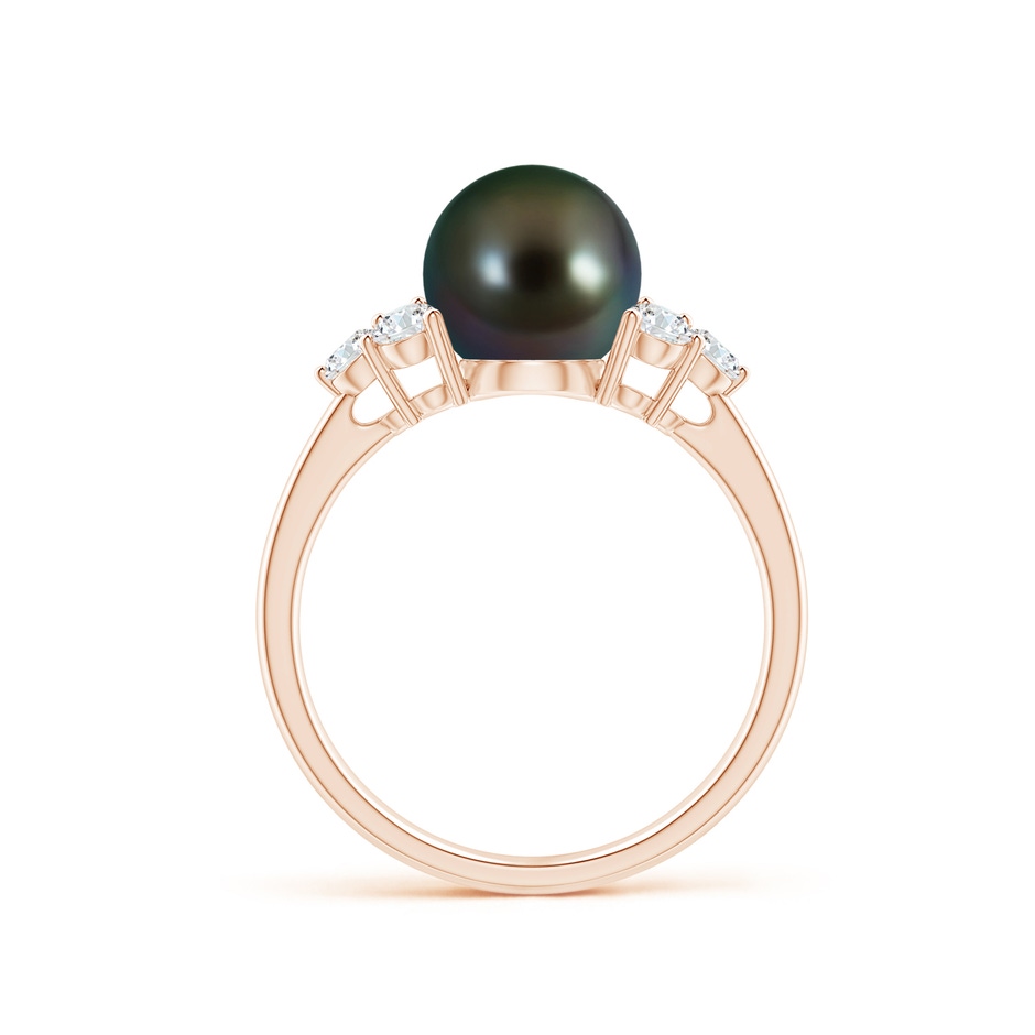 8mm AAAA Tahitian Pearl Trio Diamond Ring in Rose Gold side 1