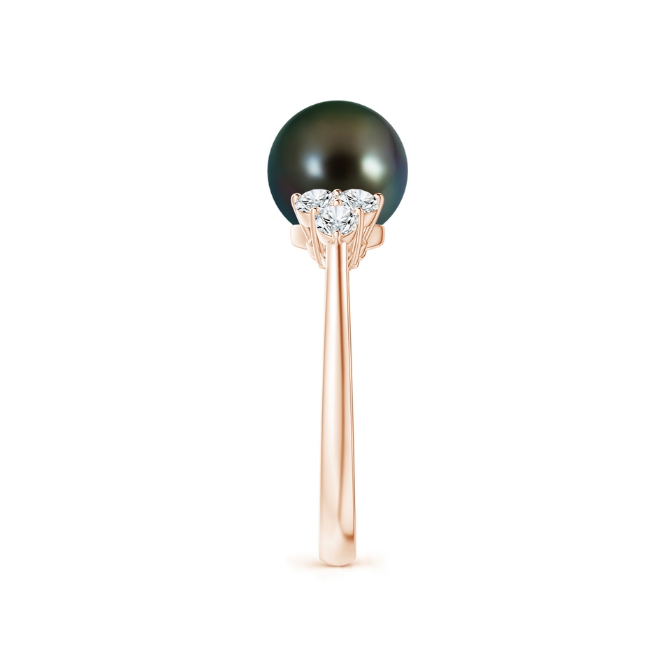 8mm AAAA Tahitian Pearl Trio Diamond Ring in Rose Gold side 2