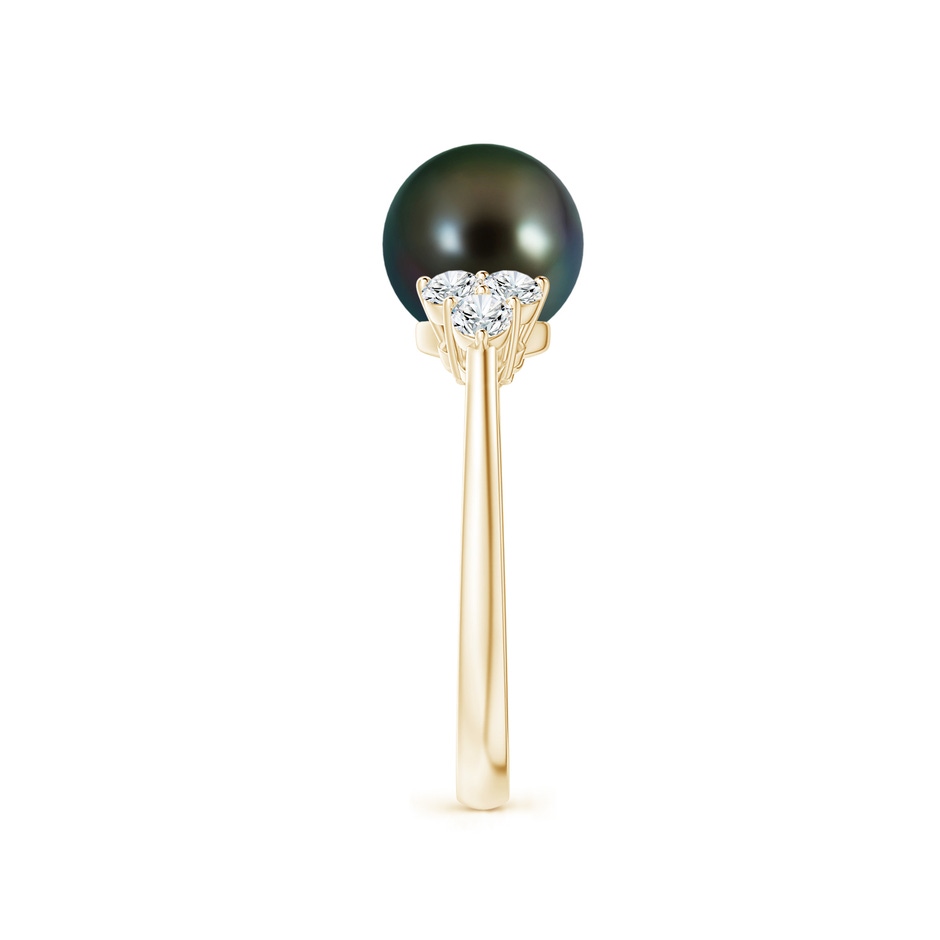 8mm AAAA Tahitian Pearl Trio Diamond Ring in Yellow Gold side 2