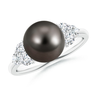 9mm AAA Tahitian Pearl Trio Diamond Ring in White Gold