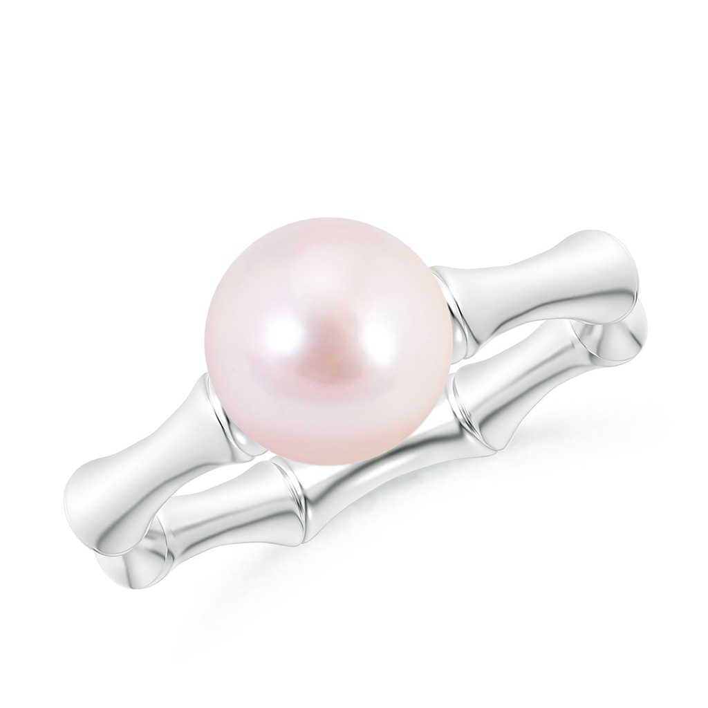 8mm AAAA Solitaire Japanese Akoya Pearl Bamboo Inspired Ring in P950 Platinum