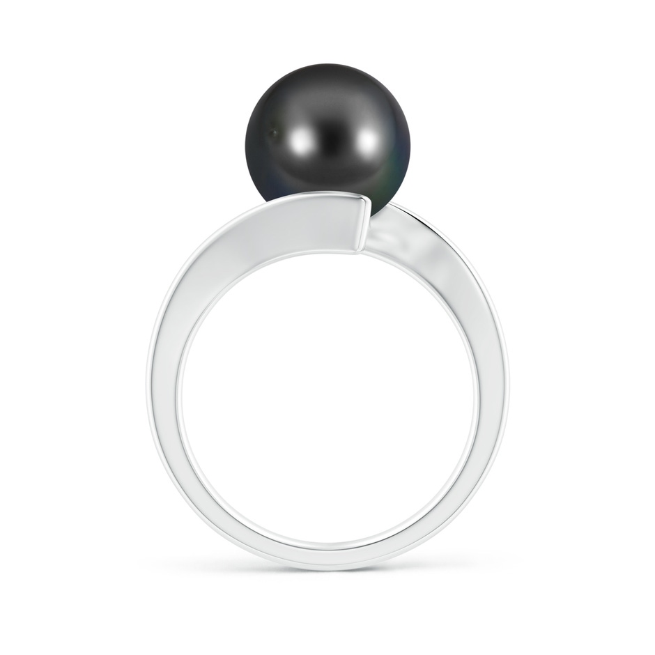 10mm AA Solitaire Tahitian Pearl Ring with Bypass Shank in White Gold side 1