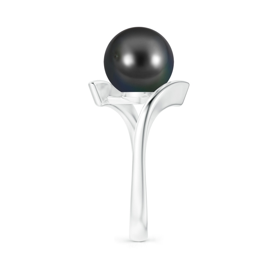 10mm AA Solitaire Tahitian Pearl Ring with Bypass Shank in White Gold side 2
