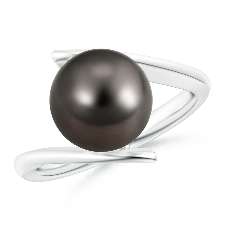 10mm AAA Solitaire Tahitian Pearl Ring with Bypass Shank in White Gold 