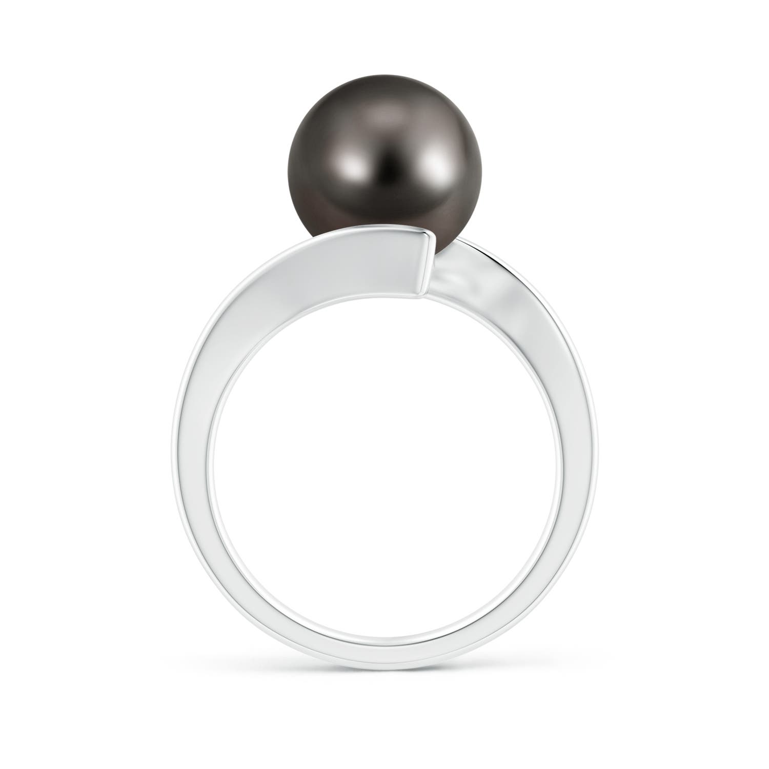 10mm AAA Solitaire Tahitian Pearl Ring with Bypass Shank in White Gold