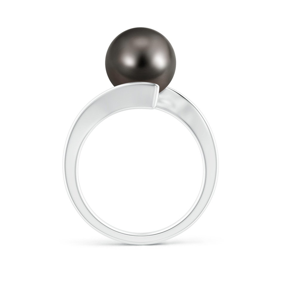 10mm AAA Solitaire Tahitian Pearl Ring with Bypass Shank in White Gold side 1