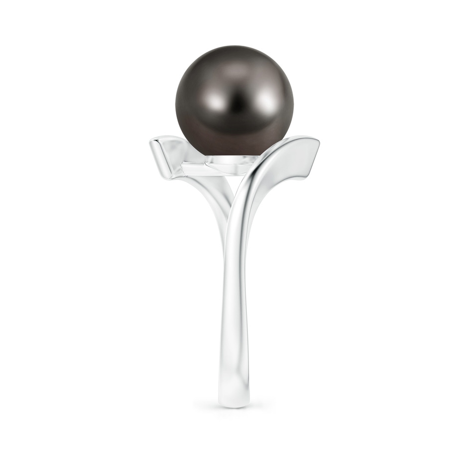 10mm AAA Solitaire Tahitian Pearl Ring with Bypass Shank in White Gold side 2