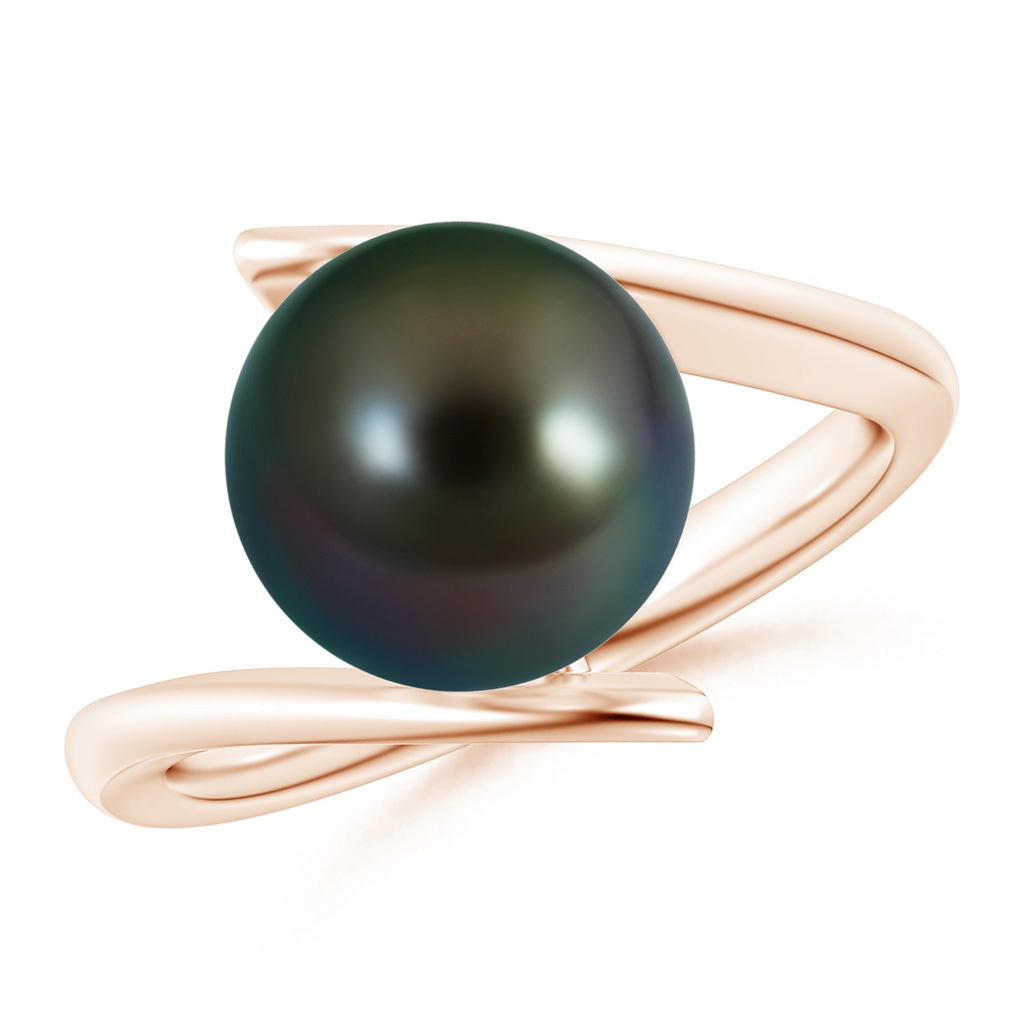 10mm AAAA Solitaire Tahitian Pearl Ring with Bypass Shank in Rose Gold