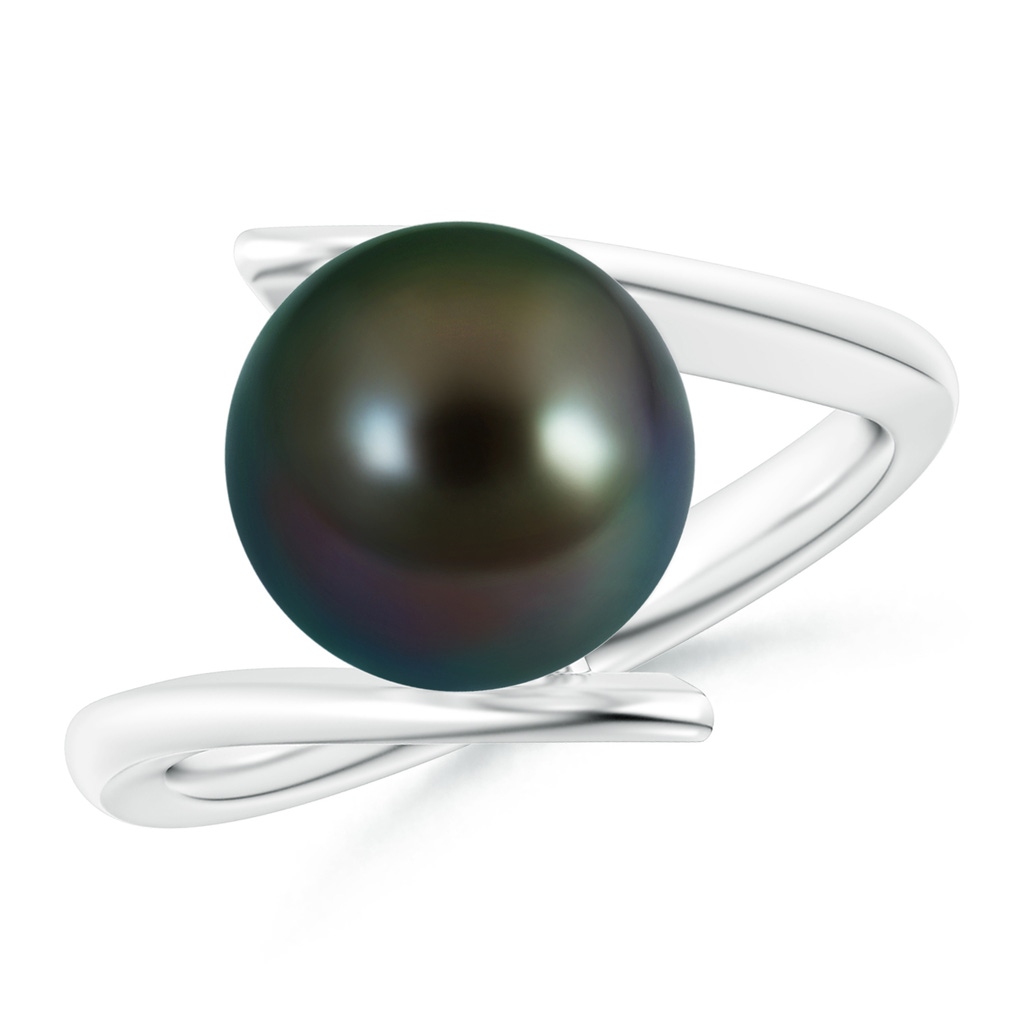 10mm AAAA Solitaire Tahitian Pearl Ring with Bypass Shank in White Gold