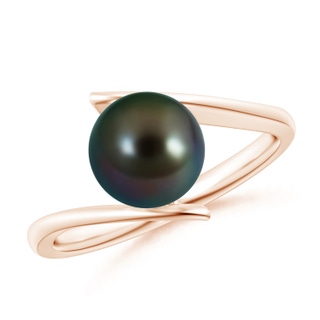 8mm AAAA Solitaire Tahitian Pearl Ring with Bypass Shank in Rose Gold