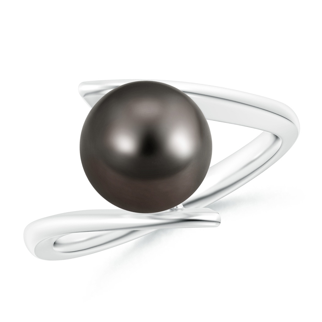 9mm AAA Solitaire Tahitian Pearl Ring with Bypass Shank in White Gold