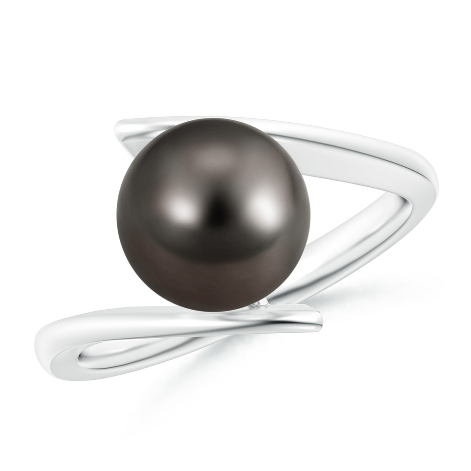 9mm AAA Solitaire Tahitian Pearl Ring with Bypass Shank in White Gold 