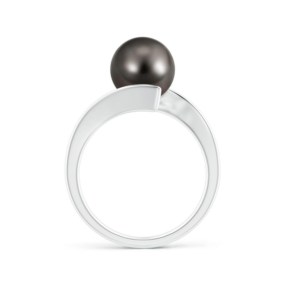 9mm AAA Solitaire Tahitian Pearl Ring with Bypass Shank in White Gold side 1