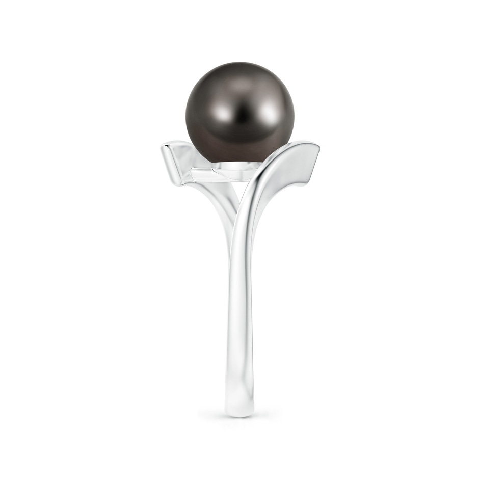 9mm AAA Solitaire Tahitian Pearl Ring with Bypass Shank in White Gold side 2