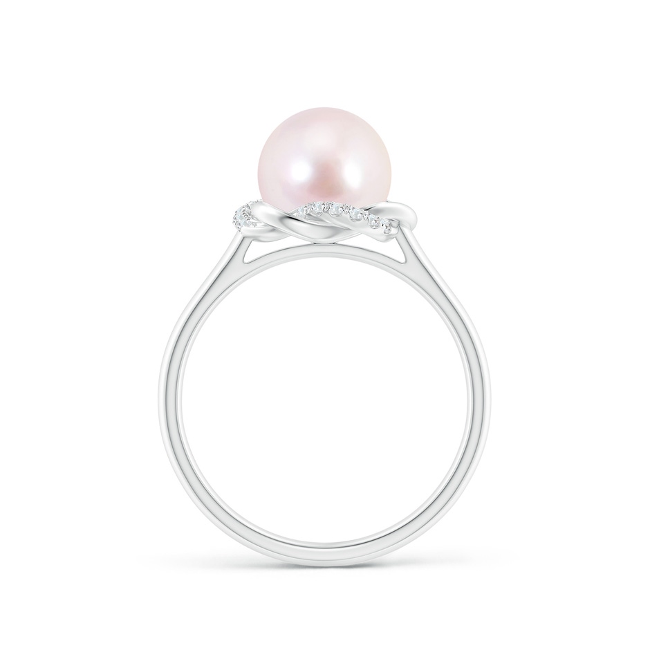 8mm AAAA Japanese Akoya Pearl Ring with Braided Diamond Halo in White Gold side 1