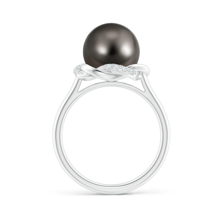 10mm AAA Tahitian Pearl Ring with Braided Diamond Halo in White Gold side 1