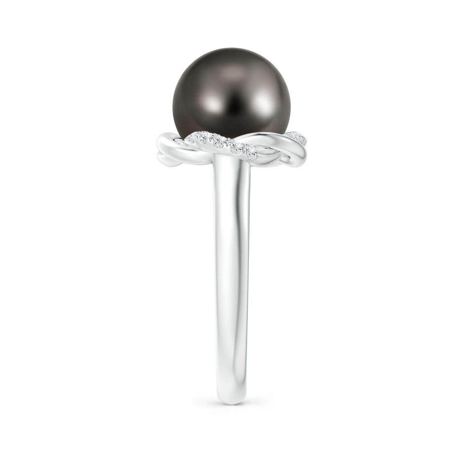 10mm AAA Tahitian Pearl Ring with Braided Diamond Halo in White Gold side 2