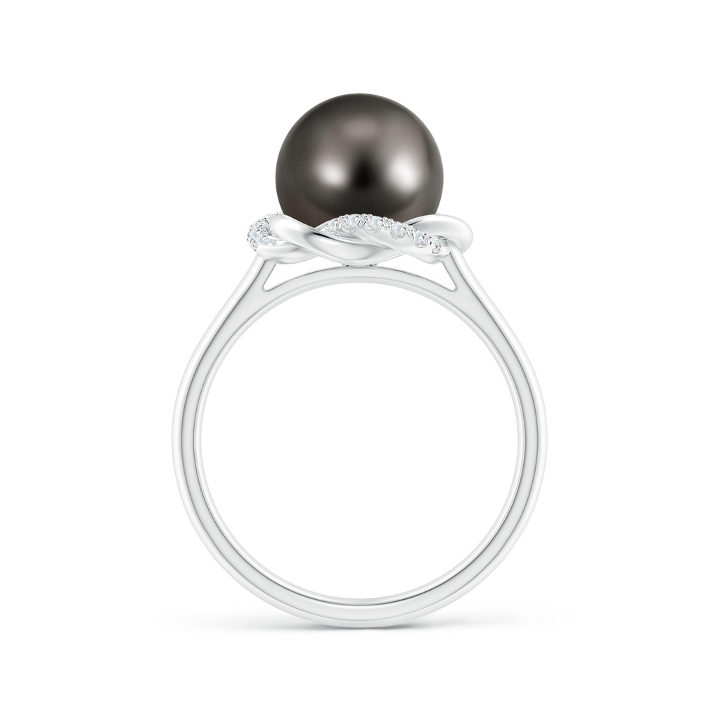 9mm AAA Tahitian Pearl Ring with Braided Diamond Halo in White Gold Side 1