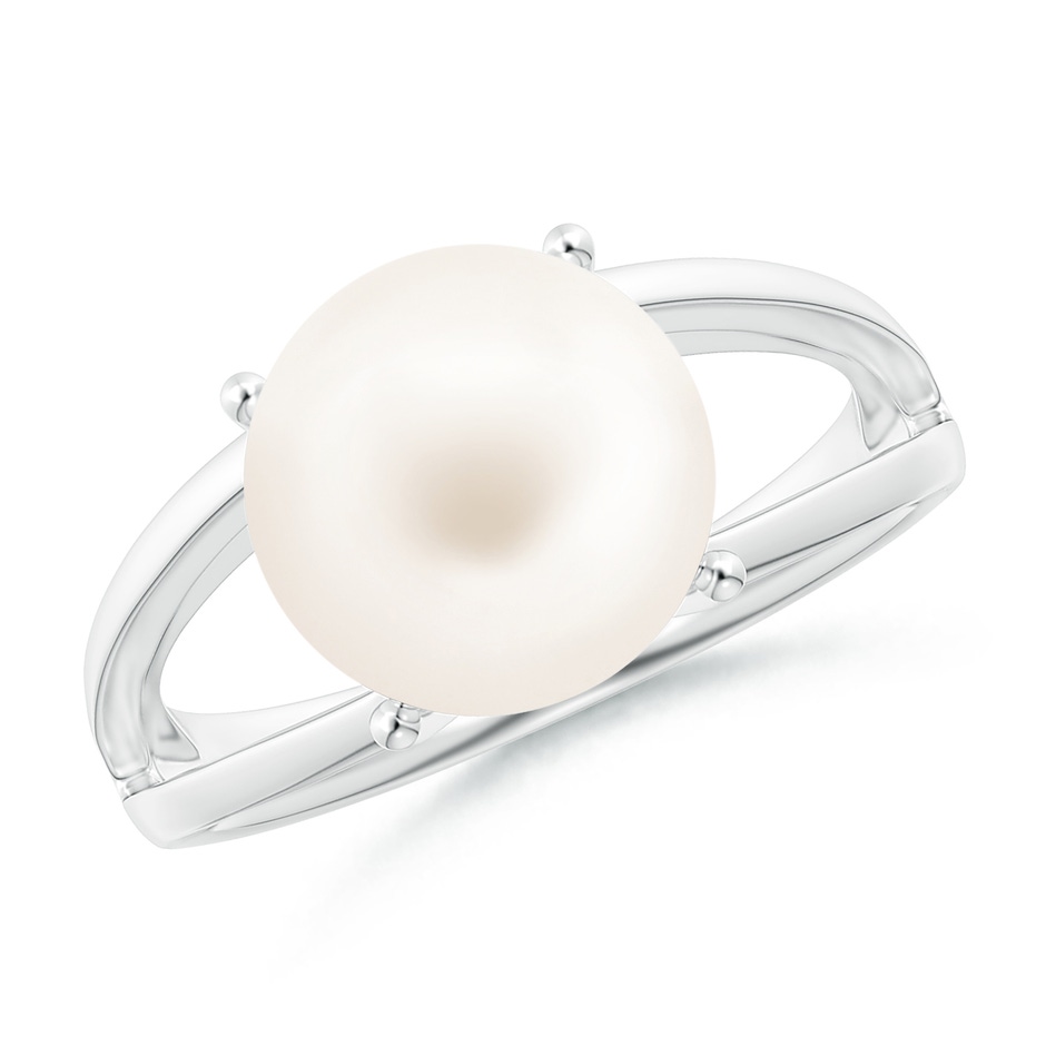 10mm AA Solitaire Freshwater Pearl Split Shank Ring in P950 Platinum 