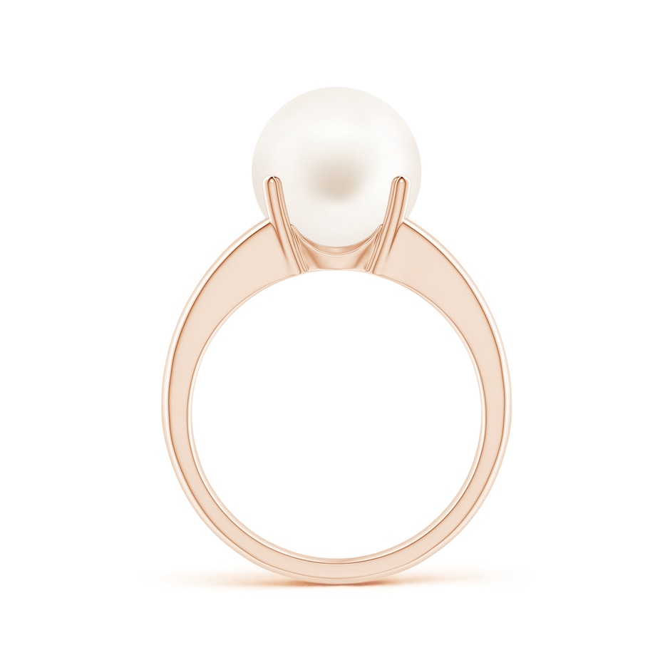 10mm AA Solitaire Freshwater Pearl Split Shank Ring in Rose Gold side 1