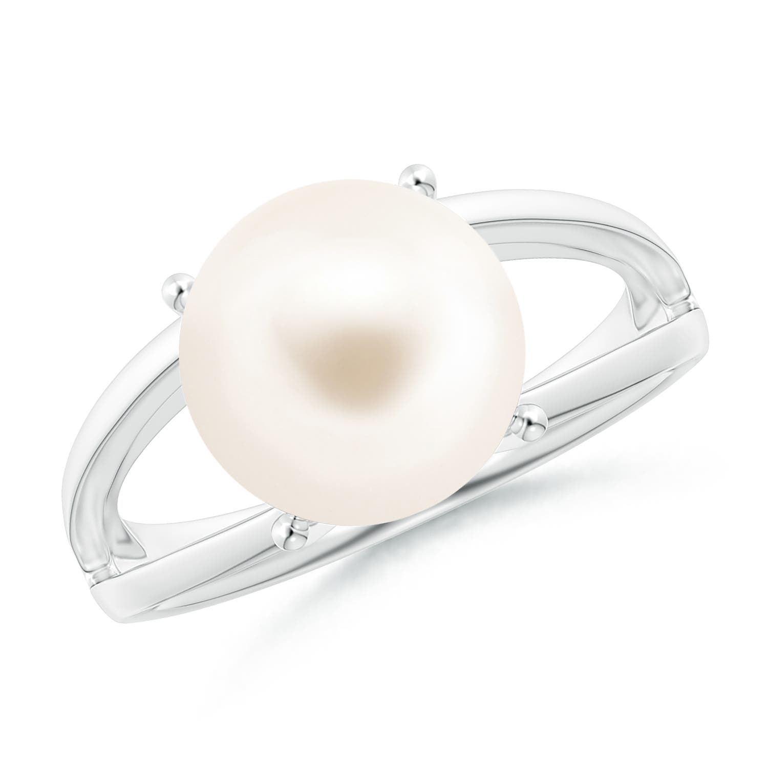 10mm AAA Solitaire Freshwater Pearl Split Shank Ring in P950 Platinum