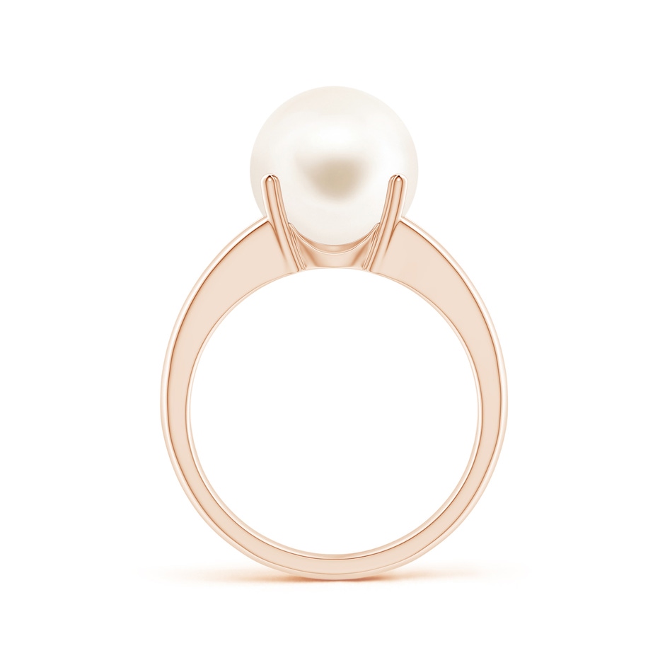 10mm AAA Solitaire Freshwater Pearl Split Shank Ring in Rose Gold side 1