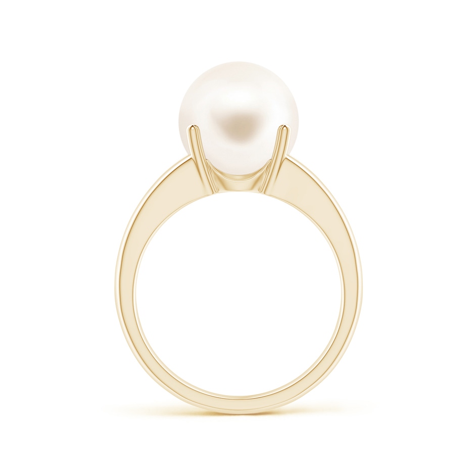 10mm AAA Solitaire Freshwater Pearl Split Shank Ring in Yellow Gold side 1