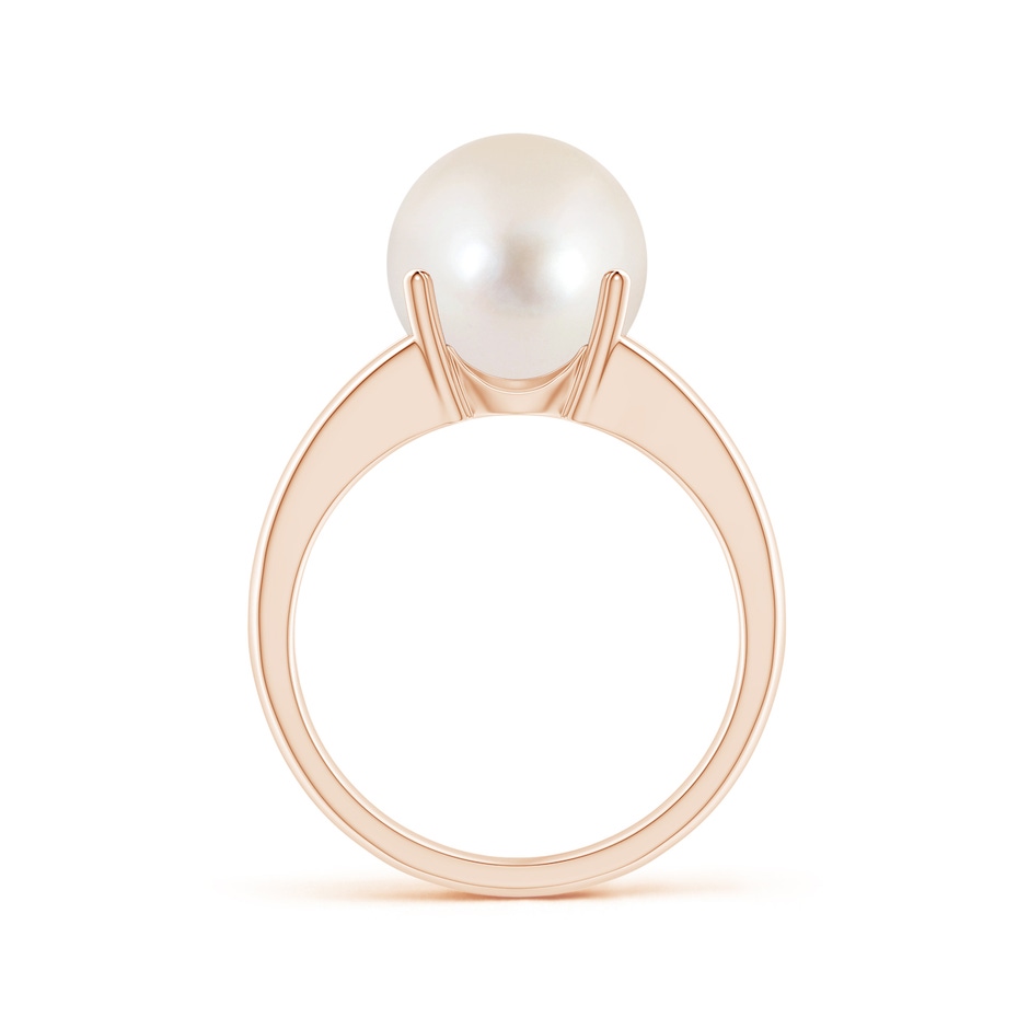 10mm AAAA Solitaire Freshwater Pearl Split Shank Ring in Rose Gold side 1