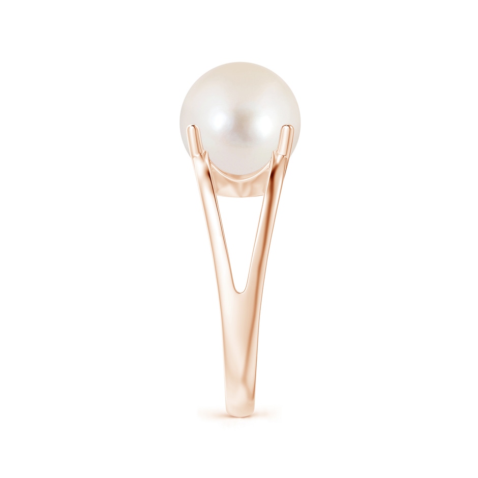 10mm AAAA Solitaire Freshwater Pearl Split Shank Ring in Rose Gold side 2