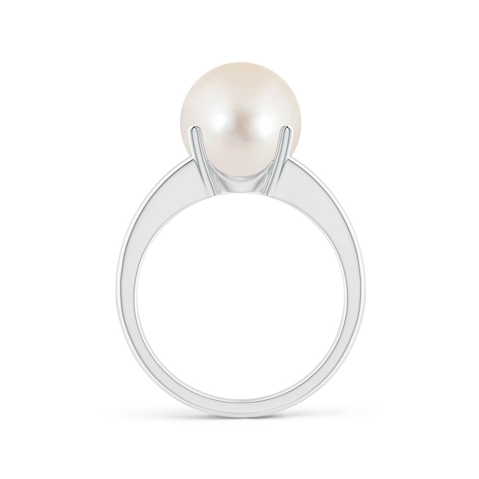 10mm AAAA Solitaire Freshwater Pearl Split Shank Ring in White Gold side 1