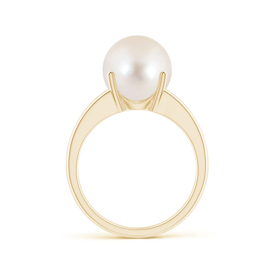 10mm AAAA Solitaire Freshwater Pearl Split Shank Ring in Yellow Gold side 1