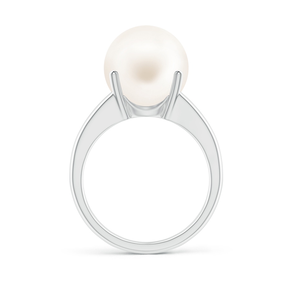 12mm AA Solitaire Freshwater Pearl Split Shank Ring in White Gold side 1