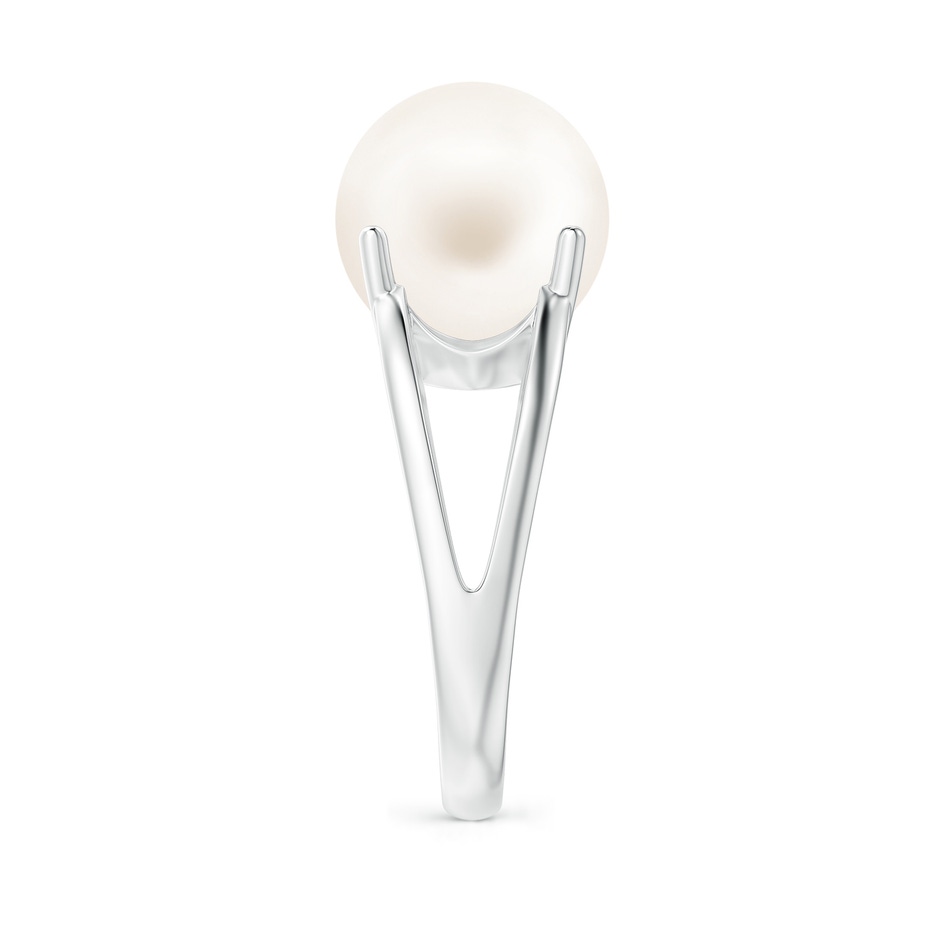 12mm AA Solitaire Freshwater Pearl Split Shank Ring in White Gold side 2
