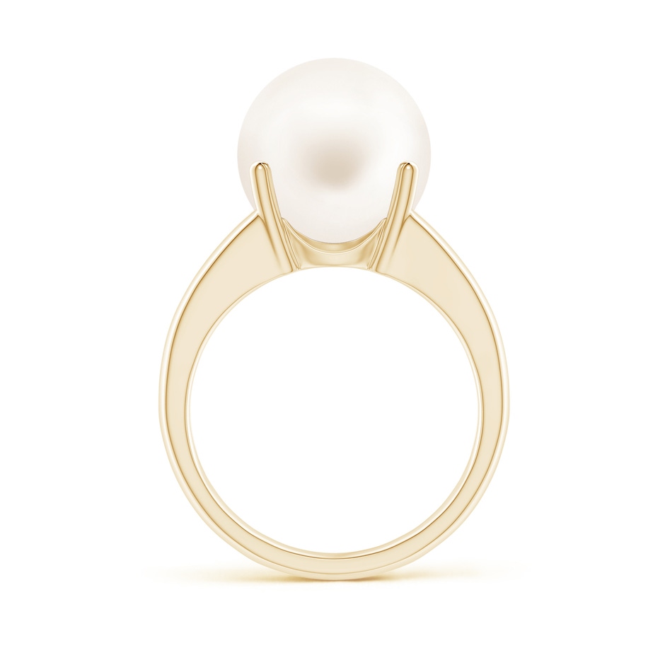 12mm AA Solitaire Freshwater Pearl Split Shank Ring in Yellow Gold side 1