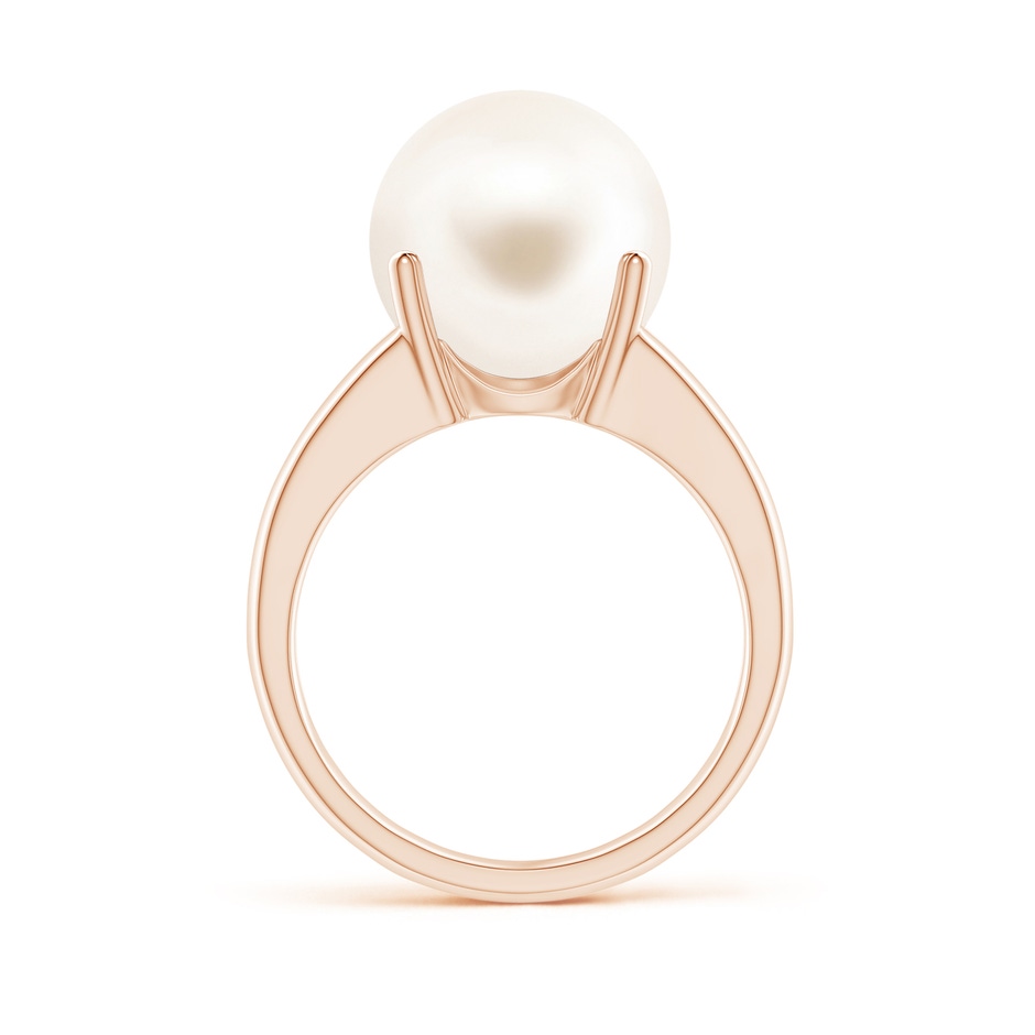 12mm AAA Solitaire Freshwater Pearl Split Shank Ring in Rose Gold side 1