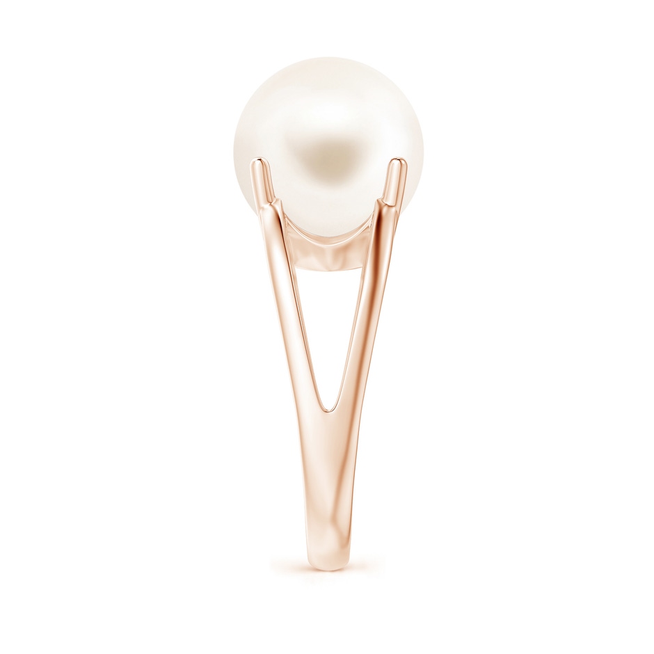12mm AAA Solitaire Freshwater Pearl Split Shank Ring in Rose Gold side 2