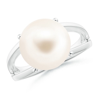 12mm AAA Solitaire Freshwater Pearl Split Shank Ring in White Gold