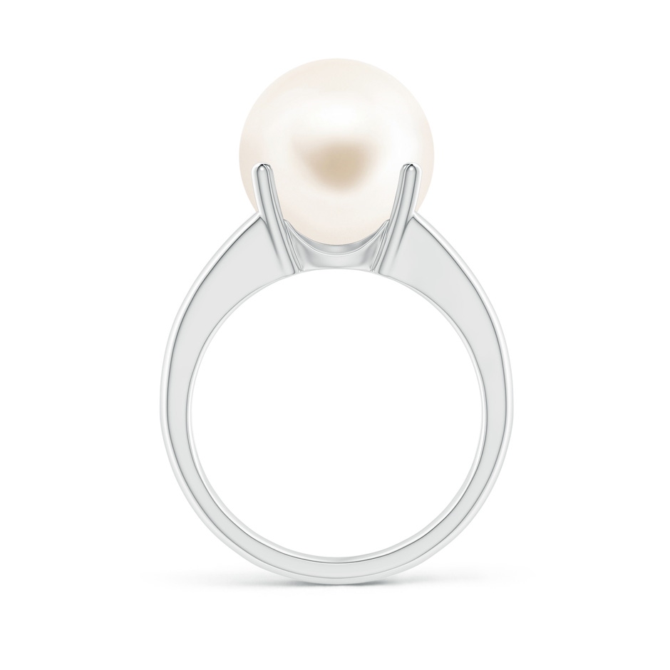 12mm AAA Solitaire Freshwater Pearl Split Shank Ring in White Gold side 1
