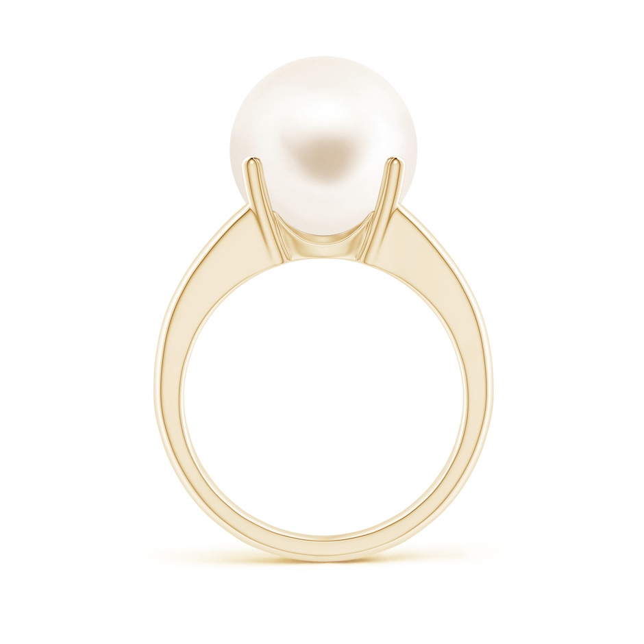 12mm AAA Solitaire Freshwater Pearl Split Shank Ring in Yellow Gold side 1