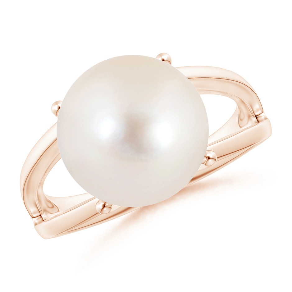 12mm AAAA Solitaire Freshwater Pearl Split Shank Ring in Rose Gold 