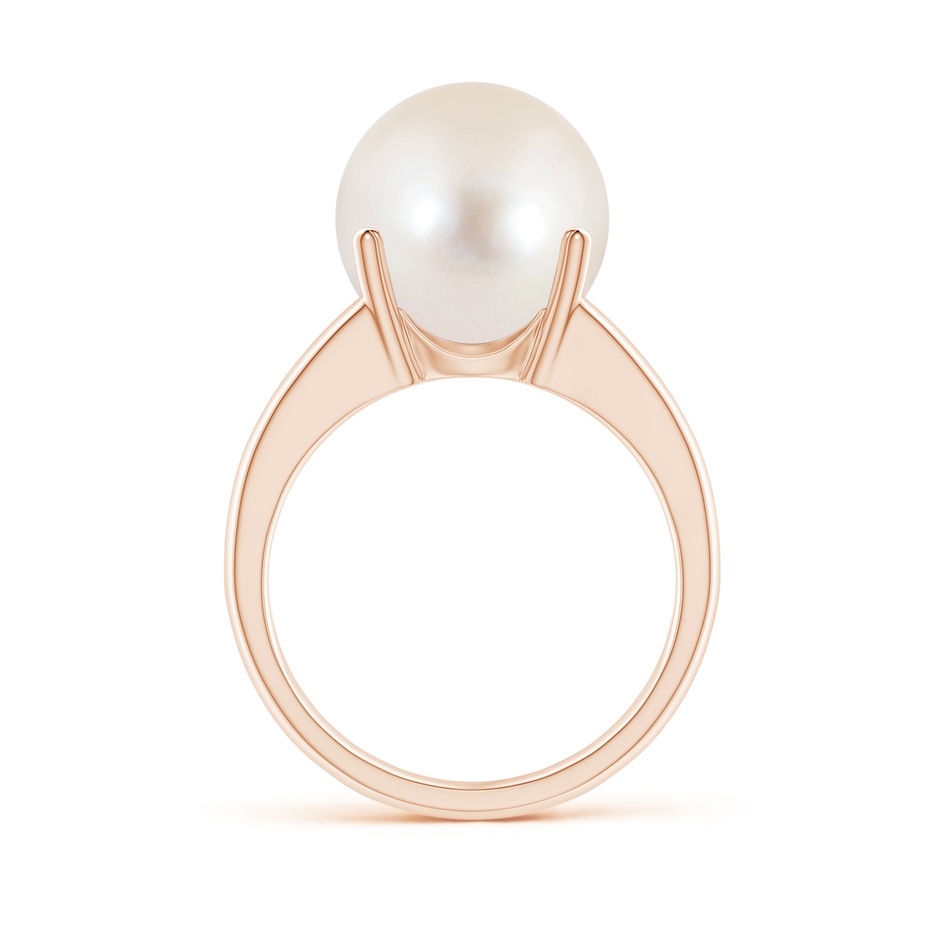 12mm AAAA Solitaire Freshwater Pearl Split Shank Ring in Rose Gold side 1