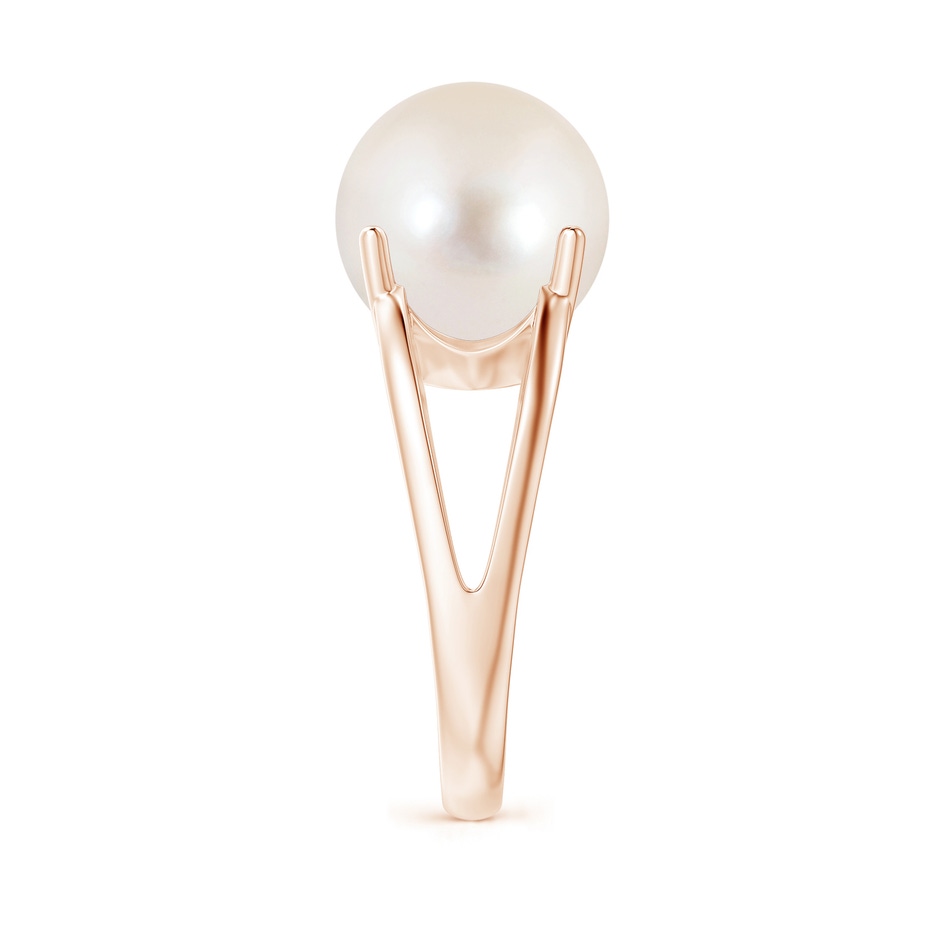 12mm AAAA Solitaire Freshwater Pearl Split Shank Ring in Rose Gold side 2