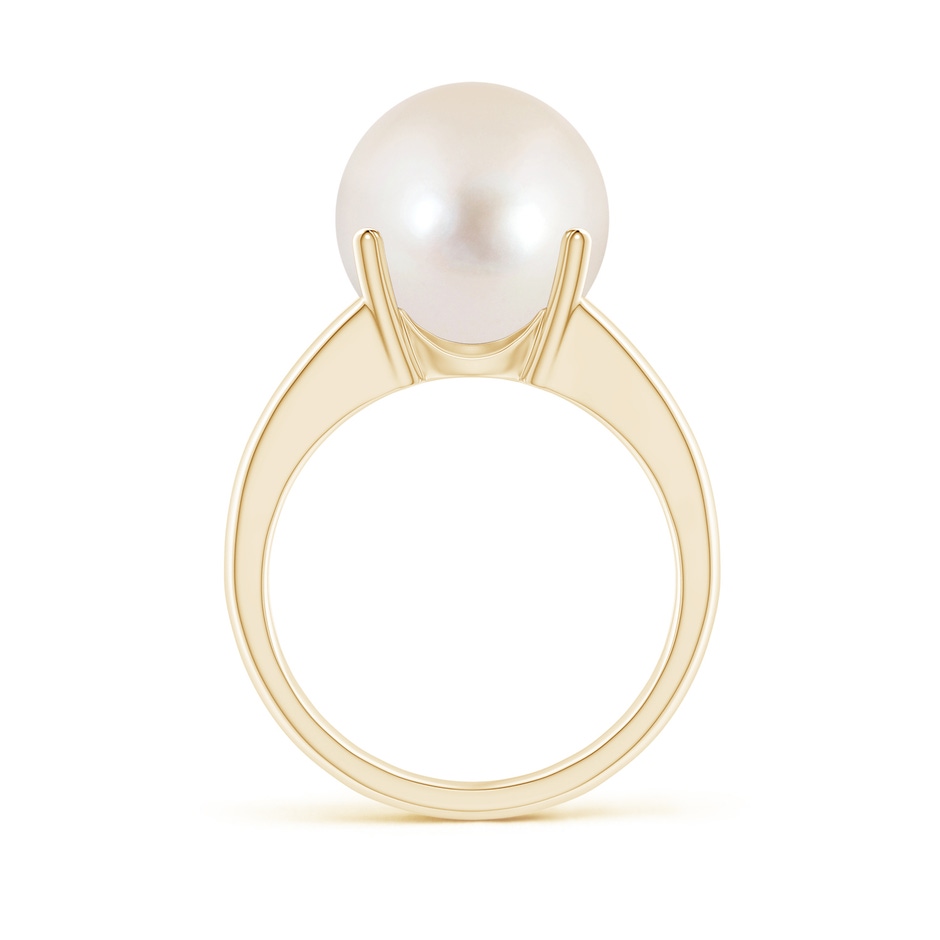 12mm AAAA Solitaire Freshwater Pearl Split Shank Ring in Yellow Gold side 1